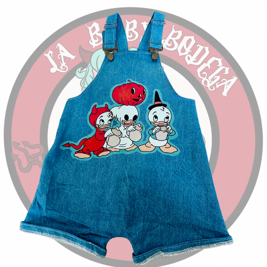 Upcycled denim trio dungarees